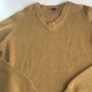 Vintage GAP Mens Medium Brown Chunky Ribbed Knit V Neck Sweater Preppy Y2K